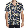 Cool Dad Collection: Men’s Zebra Short Sleeve Button Down Shirt with Cuban Collar