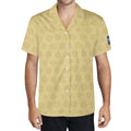Cool Dad Collection: Men’s Floral Sun Patterned Short Sleeve Button Down Shirt with Cuban Collar