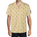 Cool Dad Collection: Men’s Yellow Clocks & Roses Short Sleeve Button Down Shirt with Cuban Collar