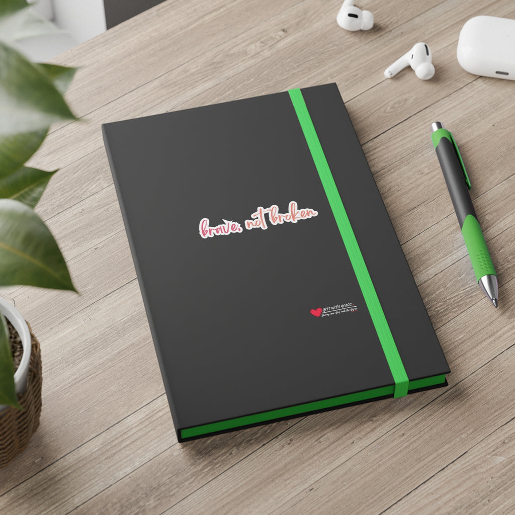 Mental Health Matters - "Brave Not Broken." Color Contrast Notebook - Ruled