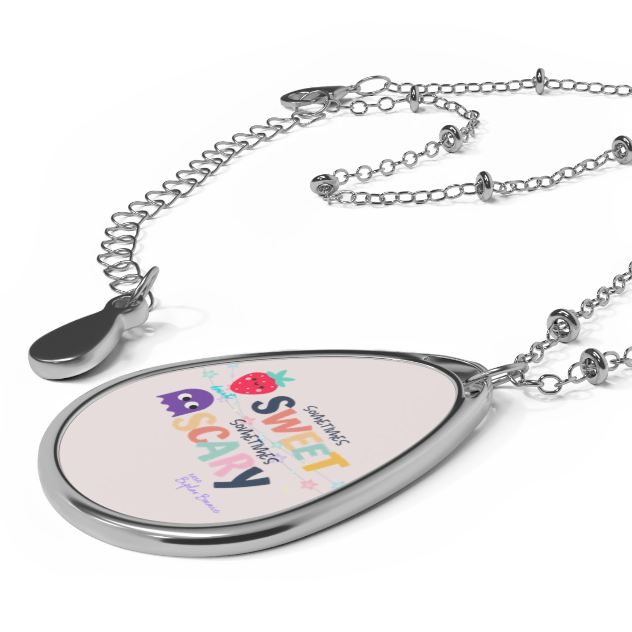 Bipolar Bonnie Series - "Sometimes Sweet But Sometimes Scary" Oval Necklace