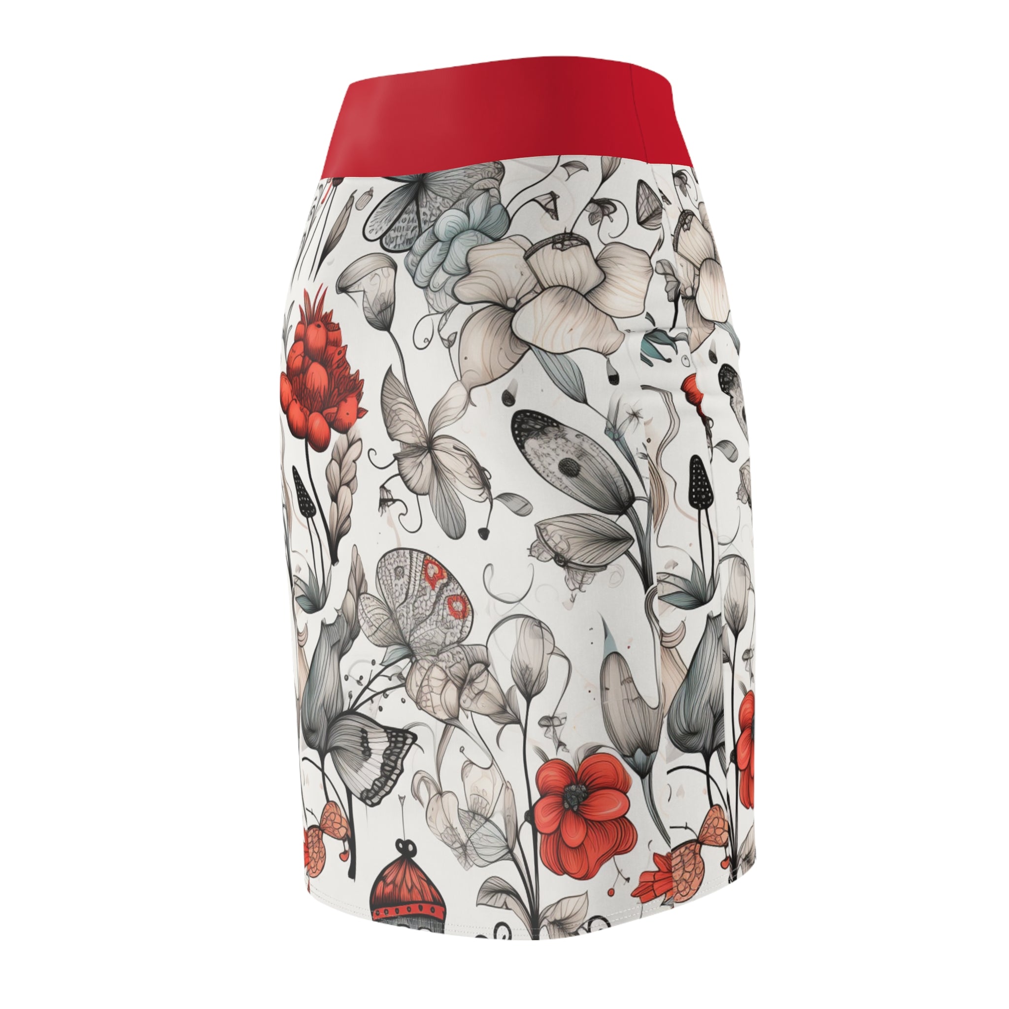 Grit with Grace Floral Butterfly Pencil Skirt