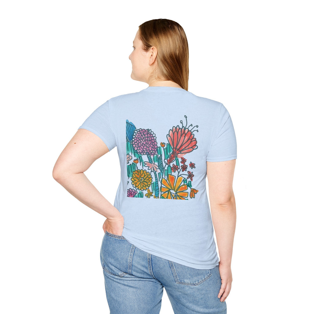 Floral Meadow T‑Shirt — Colorful Hand‑Drawn Wildflower Graphic
