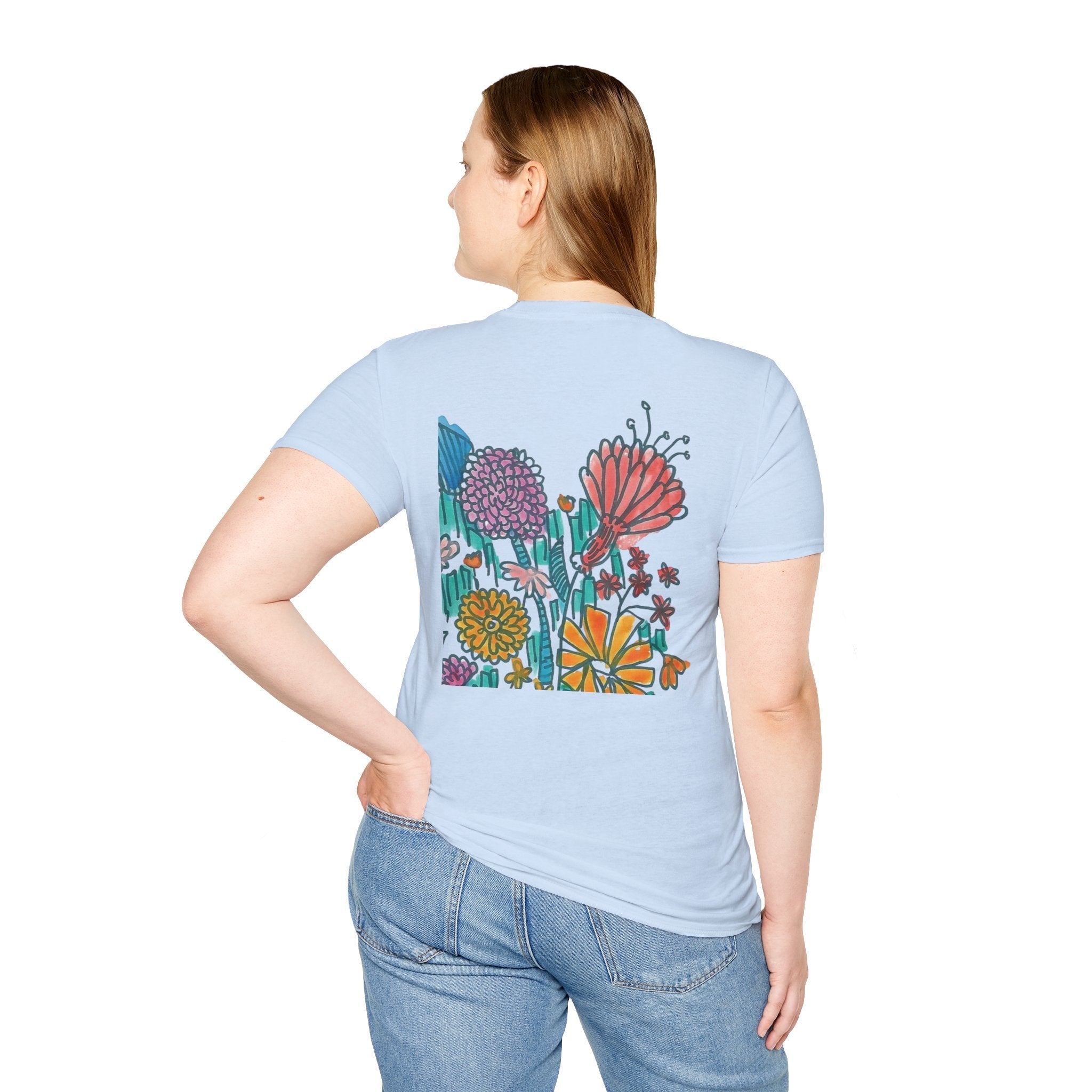 Floral Meadow T‑Shirt — Colorful Hand‑Drawn Wildflower Graphic
