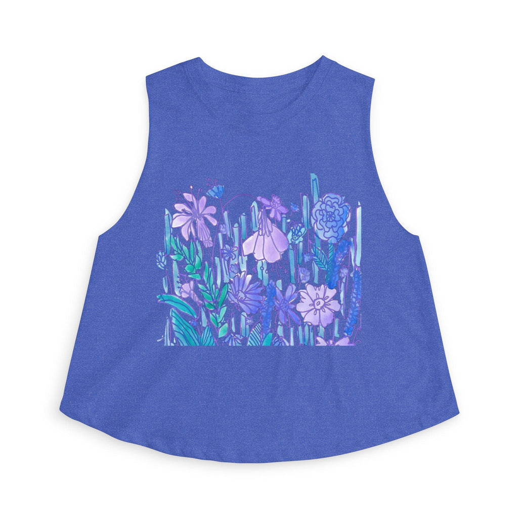 Floral Meadow Crop Top — Purple Botanical Graphic Women's Tank