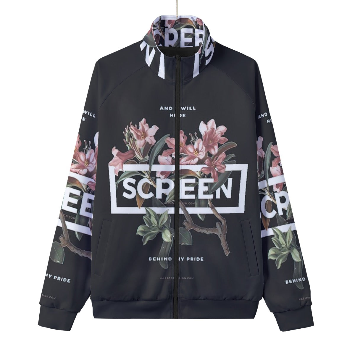 Unisex Stand Collar Black Lining Jacket