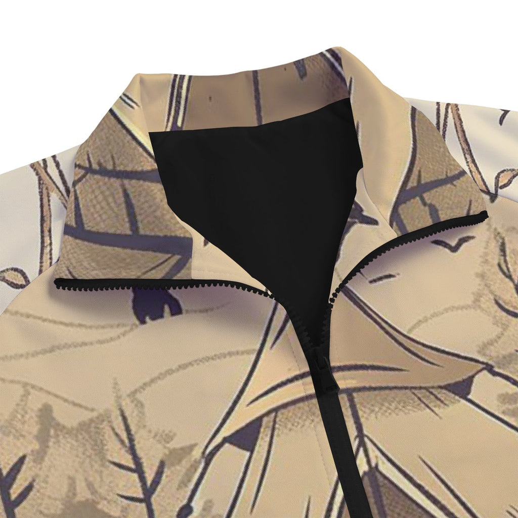 Unisex Stand Collar Black Lining Jacket