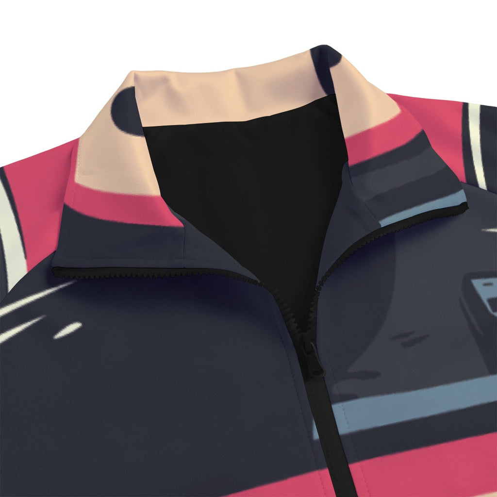 Unisex Stand Collar Black Lining Jacket