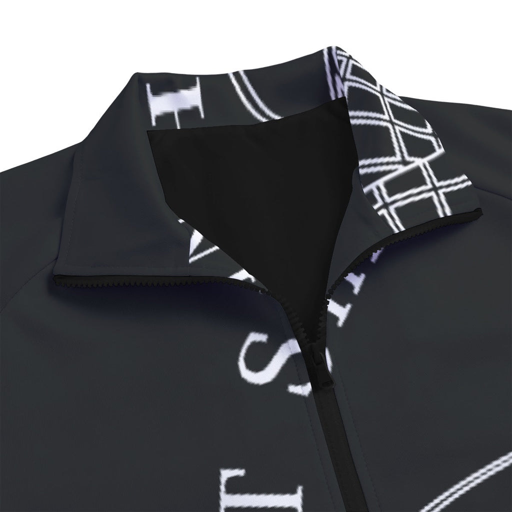 Unisex Stand Collar Black Lining Jacket