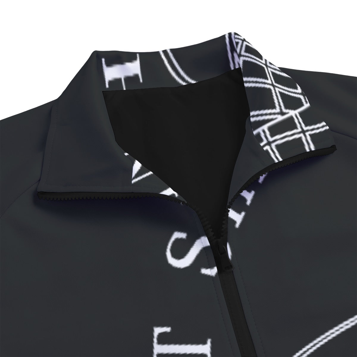 Unisex Stand Collar Black Lining Jacket