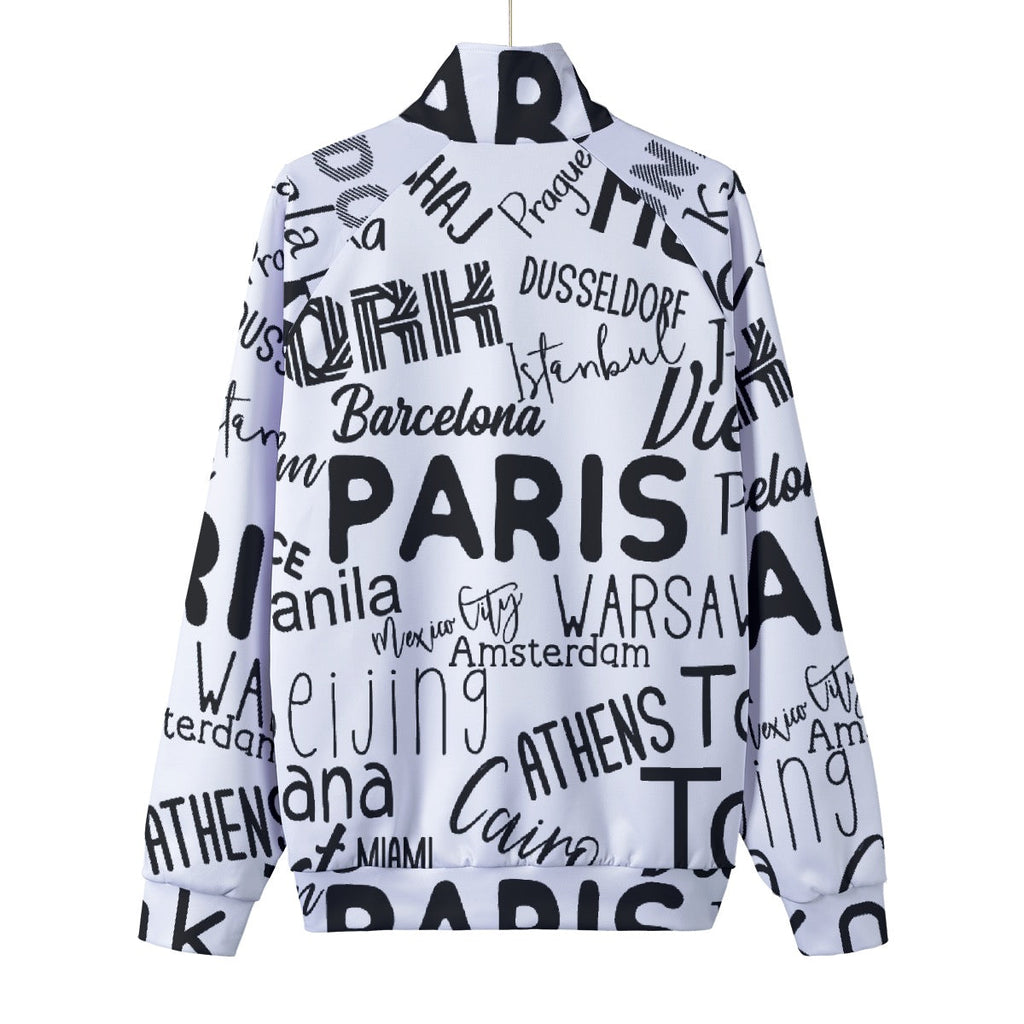 Unisex Stand Collar Black Lining Jacket
