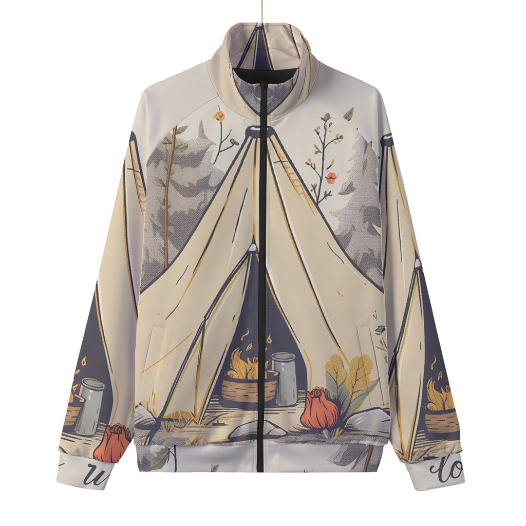 Unisex Stand Collar Black Lining Jacket