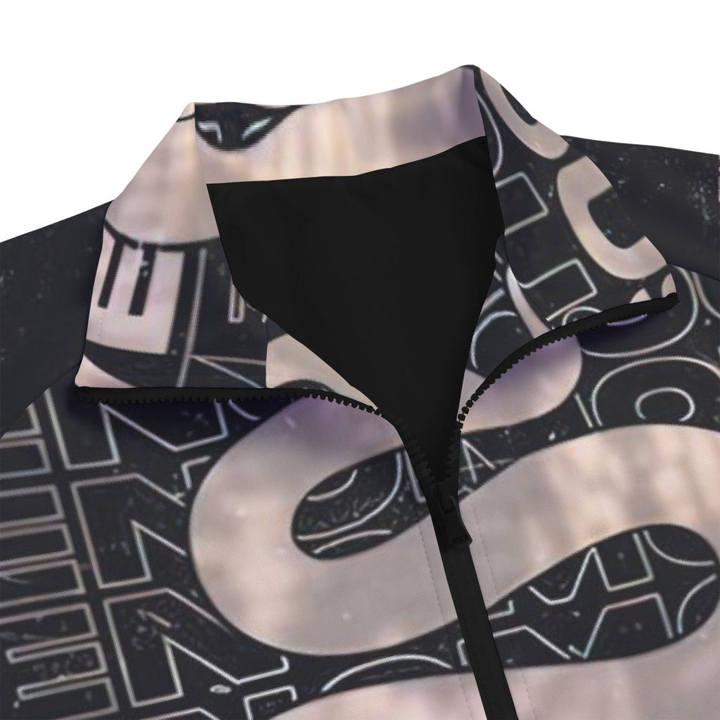 Unisex Stand Collar Black Lining Jacket