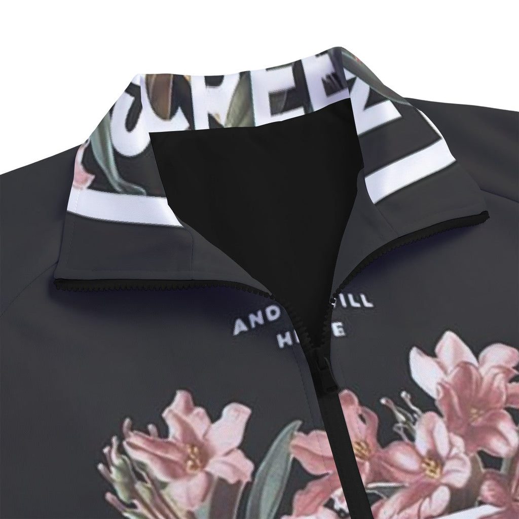Unisex Stand Collar Black Lining Jacket