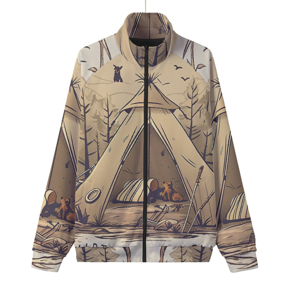 Unisex Stand Collar Black Lining Jacket