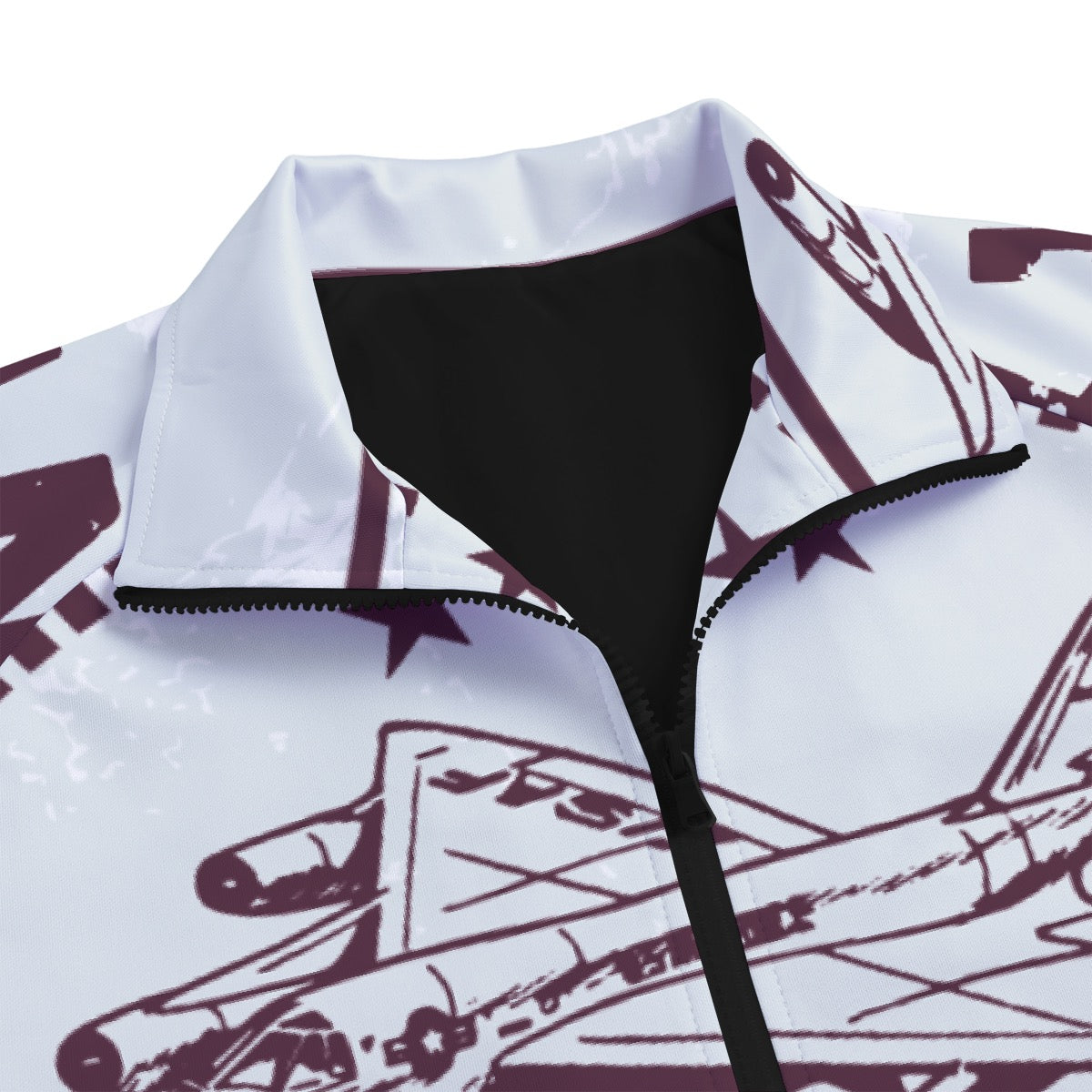 Unisex Stand Collar Black Lining Jacket