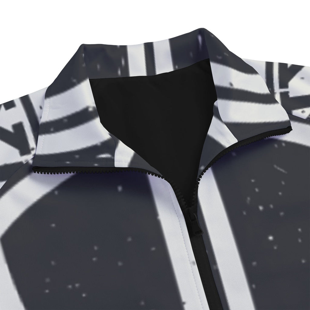 Unisex Stand Collar Black Lining Jacket