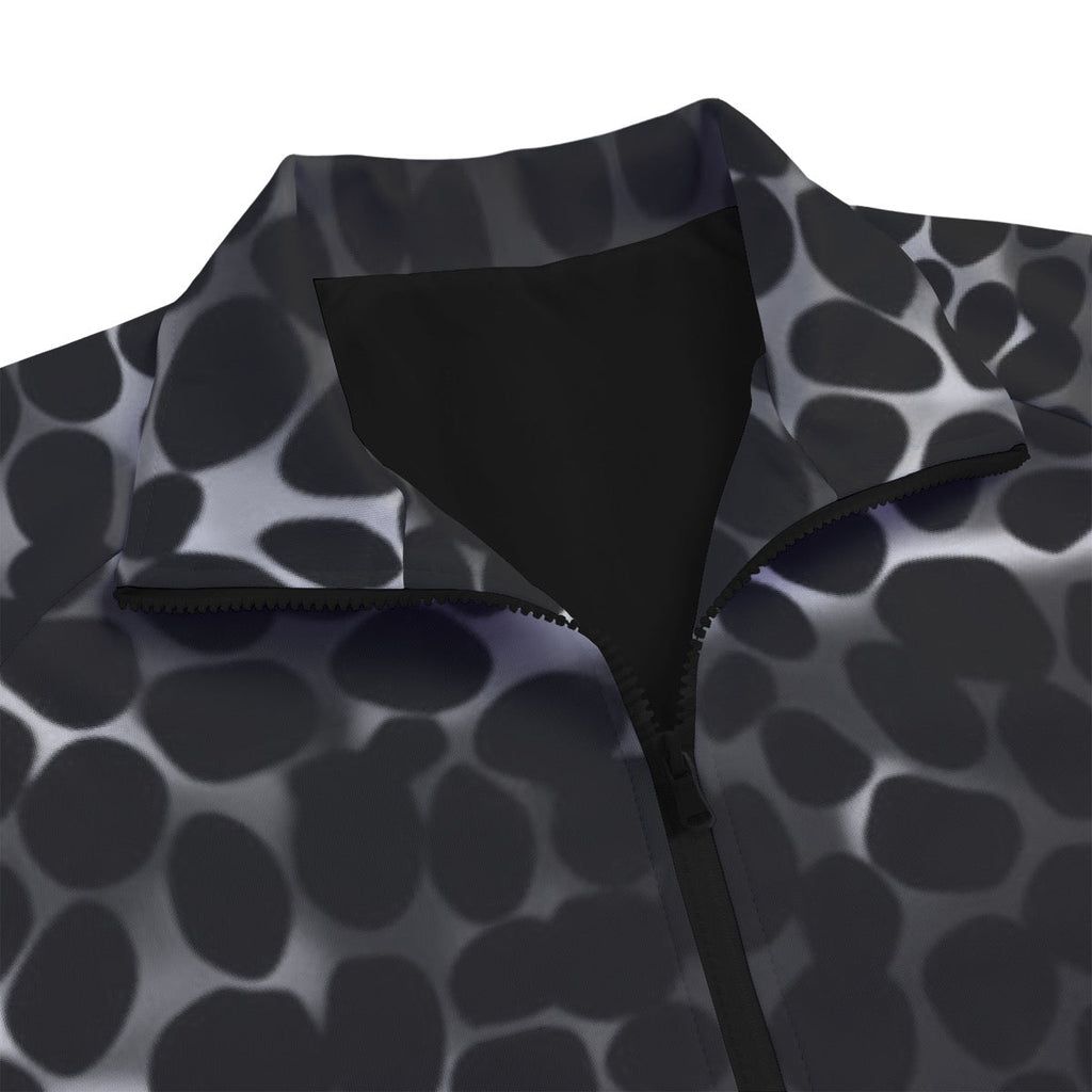 Unisex Stand Collar Black Lining Jacket