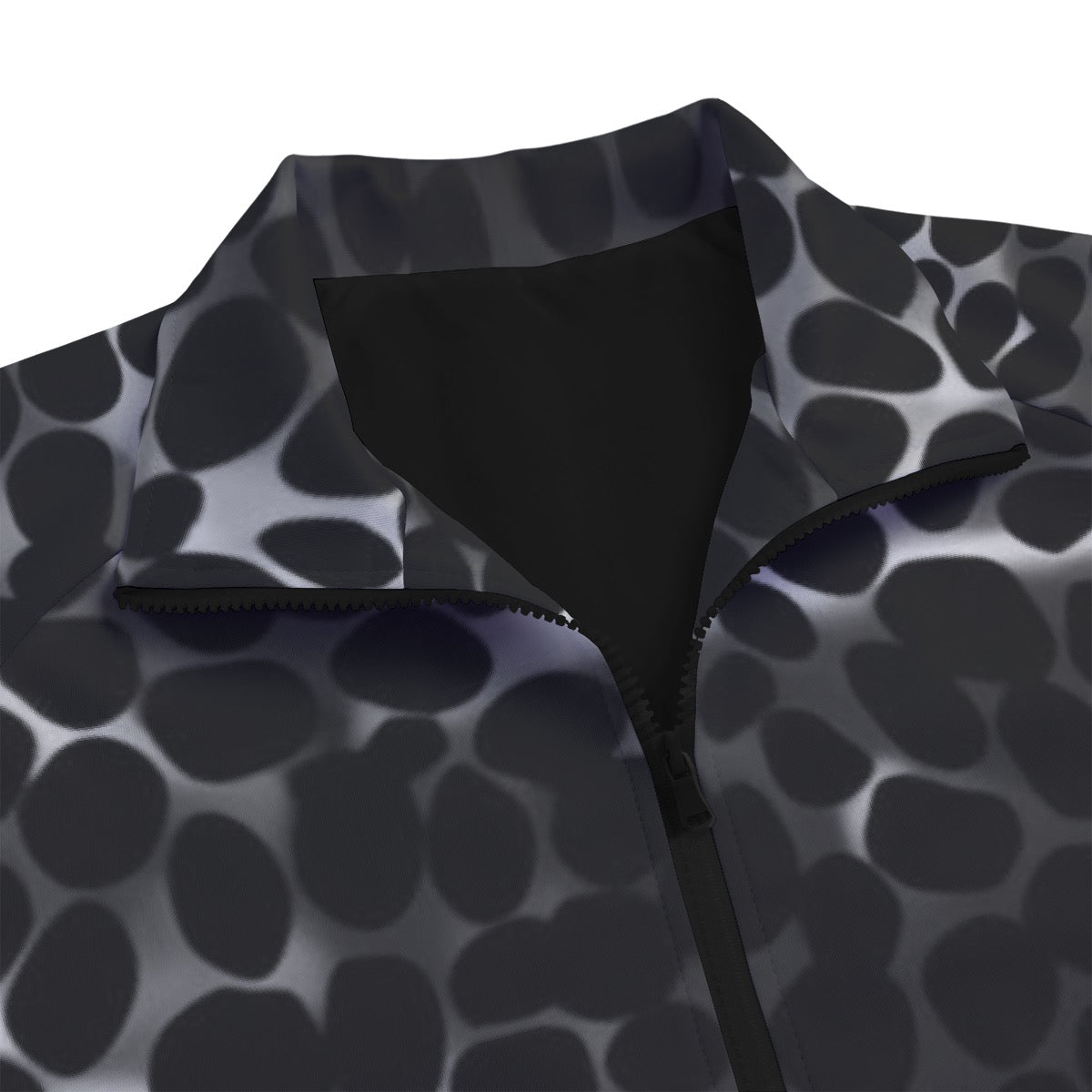 Unisex Stand Collar Black Lining Jacket