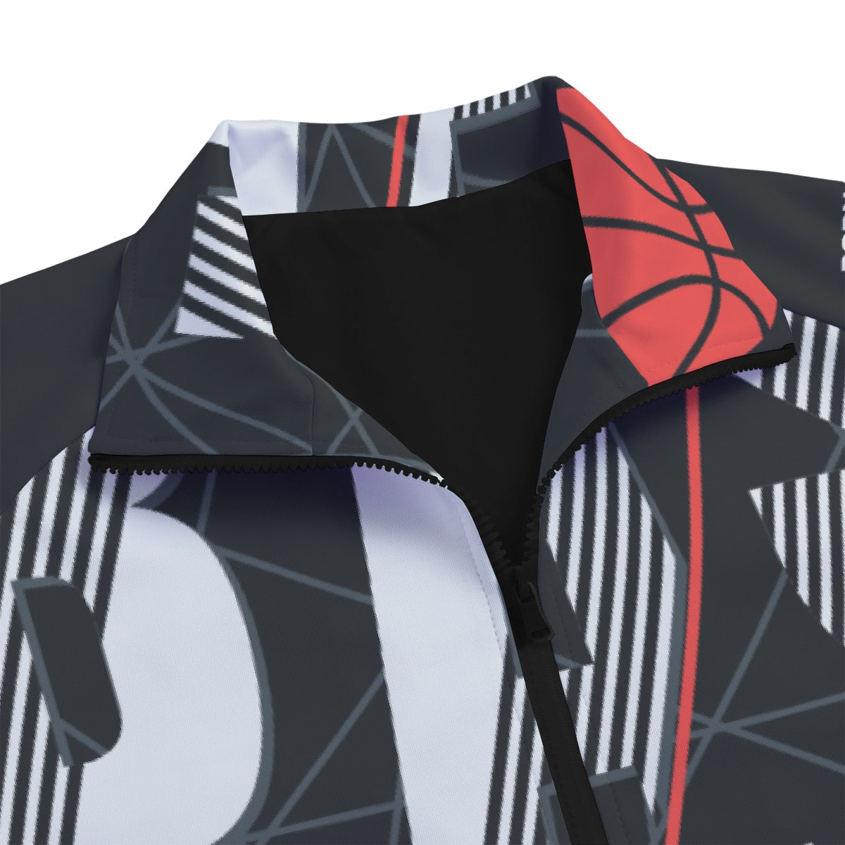 Unisex Stand Collar Black Lining Jacket