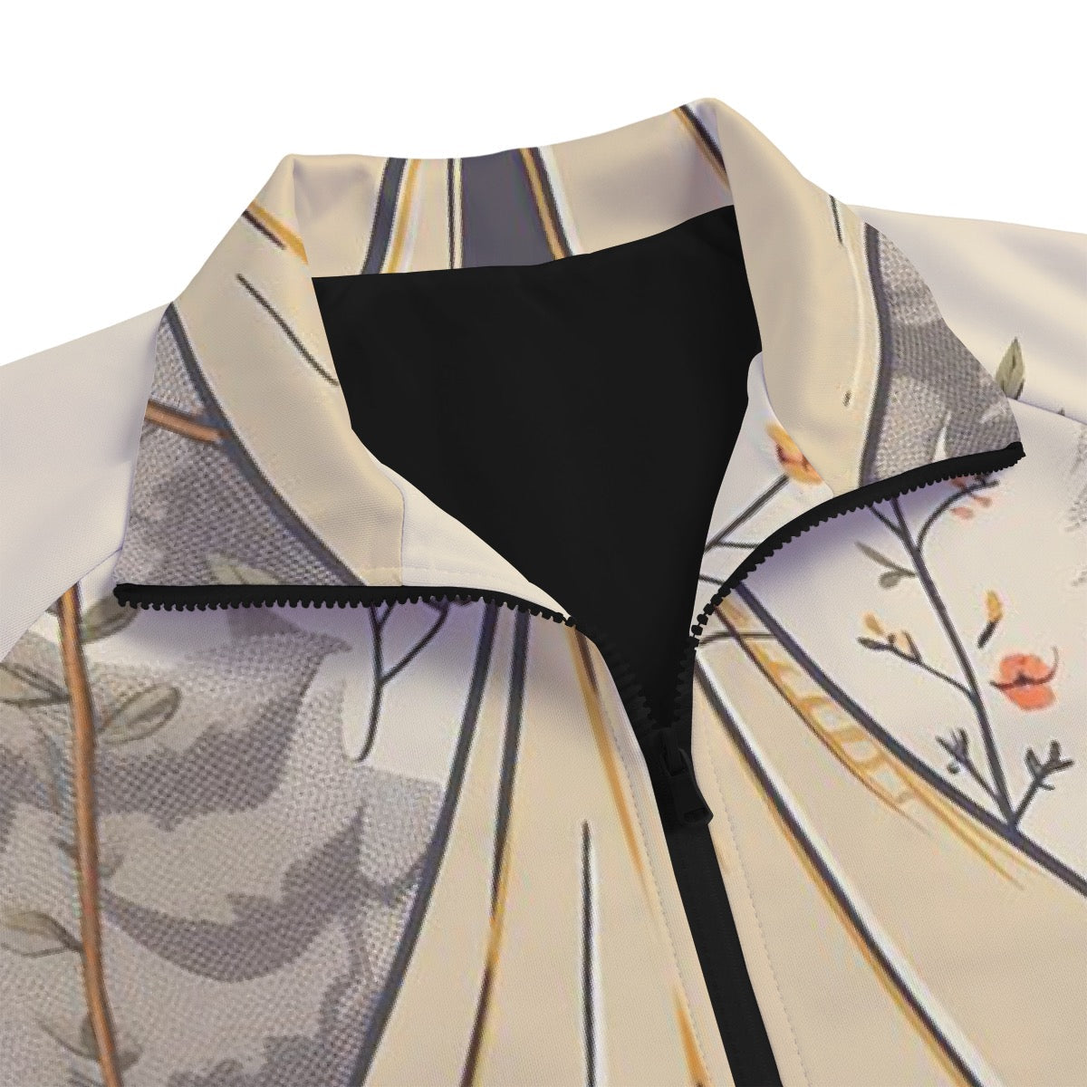 Unisex Stand Collar Black Lining Jacket