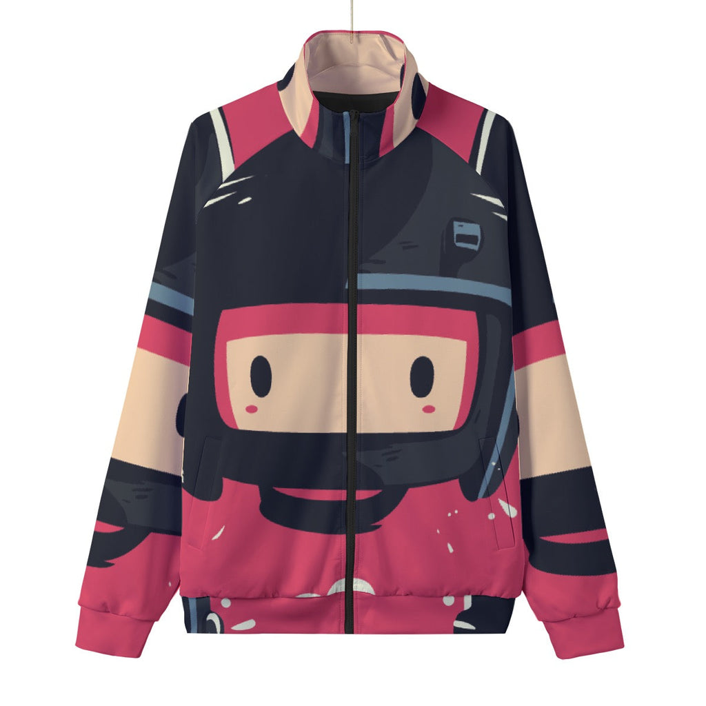 Unisex Stand Collar Black Lining Jacket