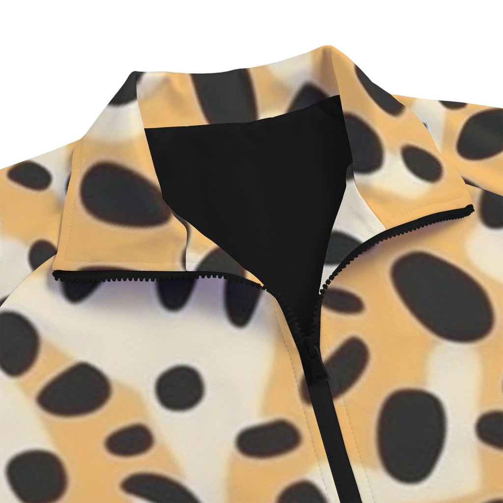 Unisex Stand Collar Black Lining Jacket
