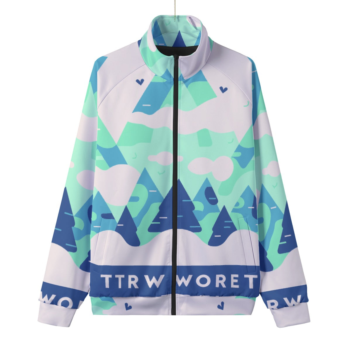 Unisex Stand Collar Black Lining Jacket