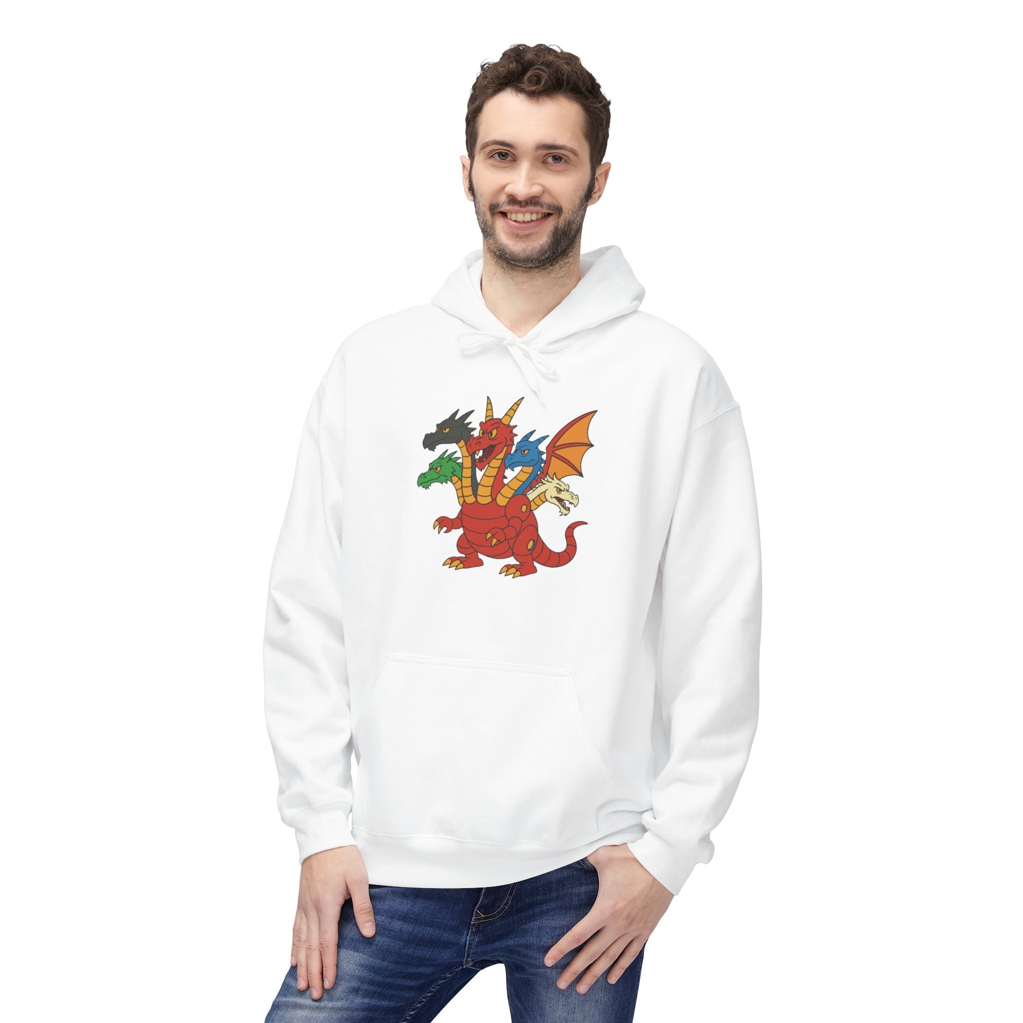 Welsh Dragon Crest Hoodie — Tri-Dragon Wales Emblem Sweatshirt