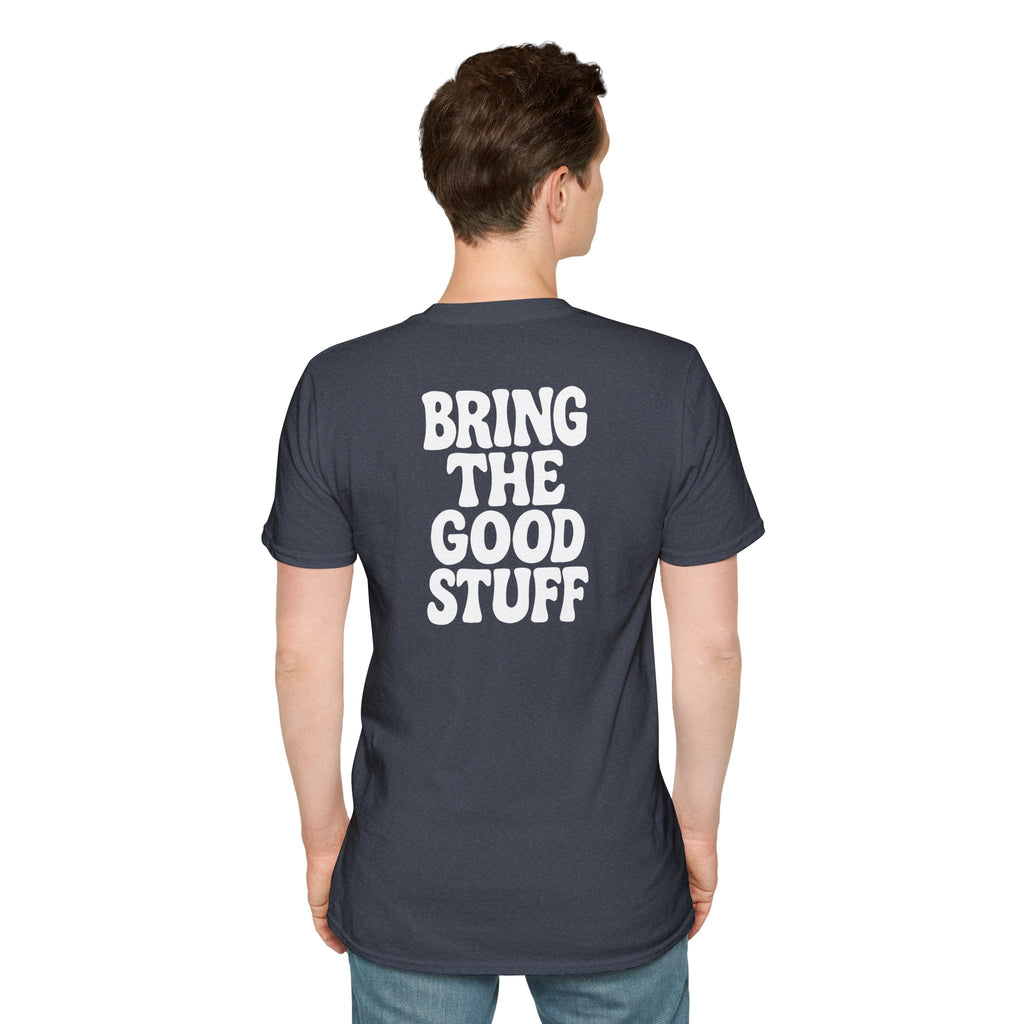 Whiskey Glass T-Shirt — 'Bring The Good Stuff' Retro Cocktail Tee