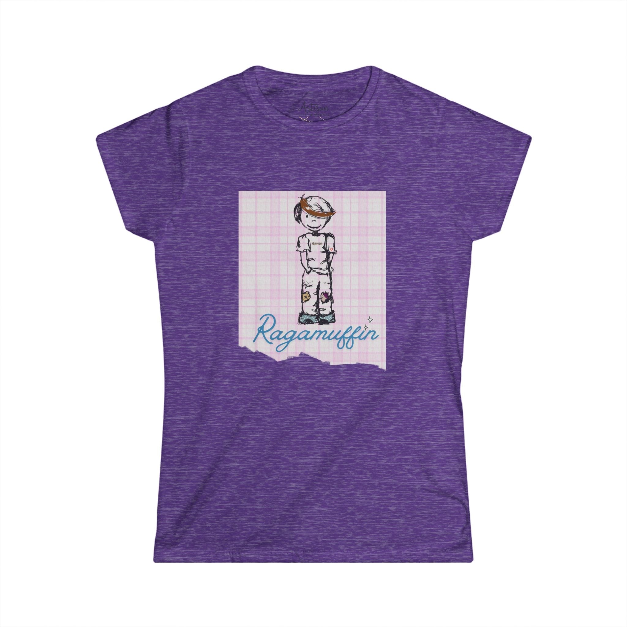 Ragamuffin Graphic Tee — Vintage Kid Illustration on Pink Plaid