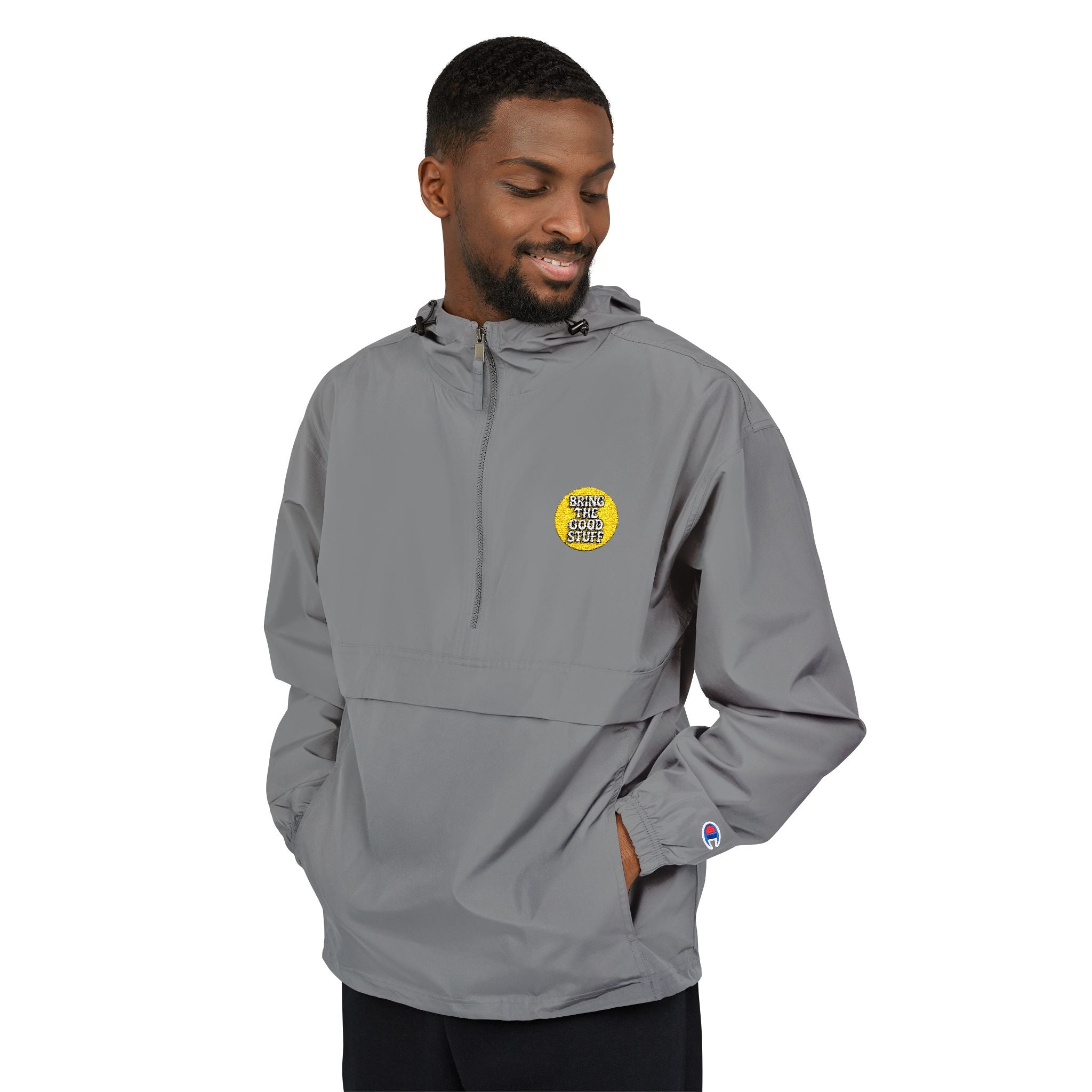 Bring The Good Stuff Light Blue Packable Anorak