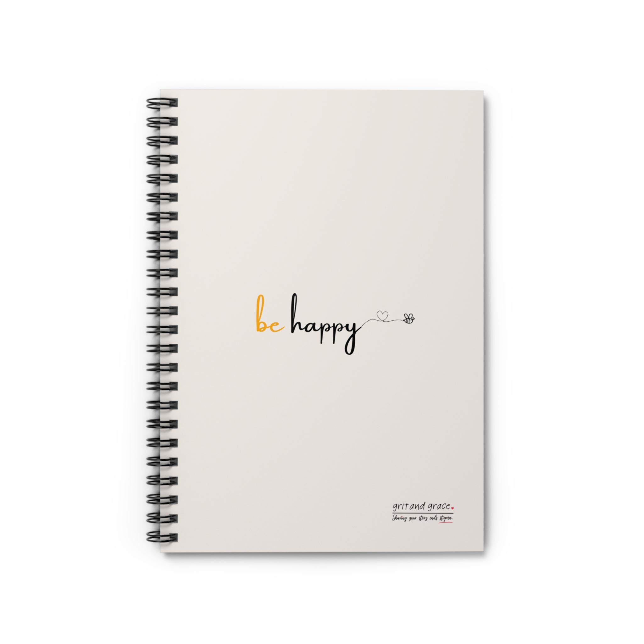 Bee Happy Series - "Be Happy." Spiral Notebook - Ruled Line