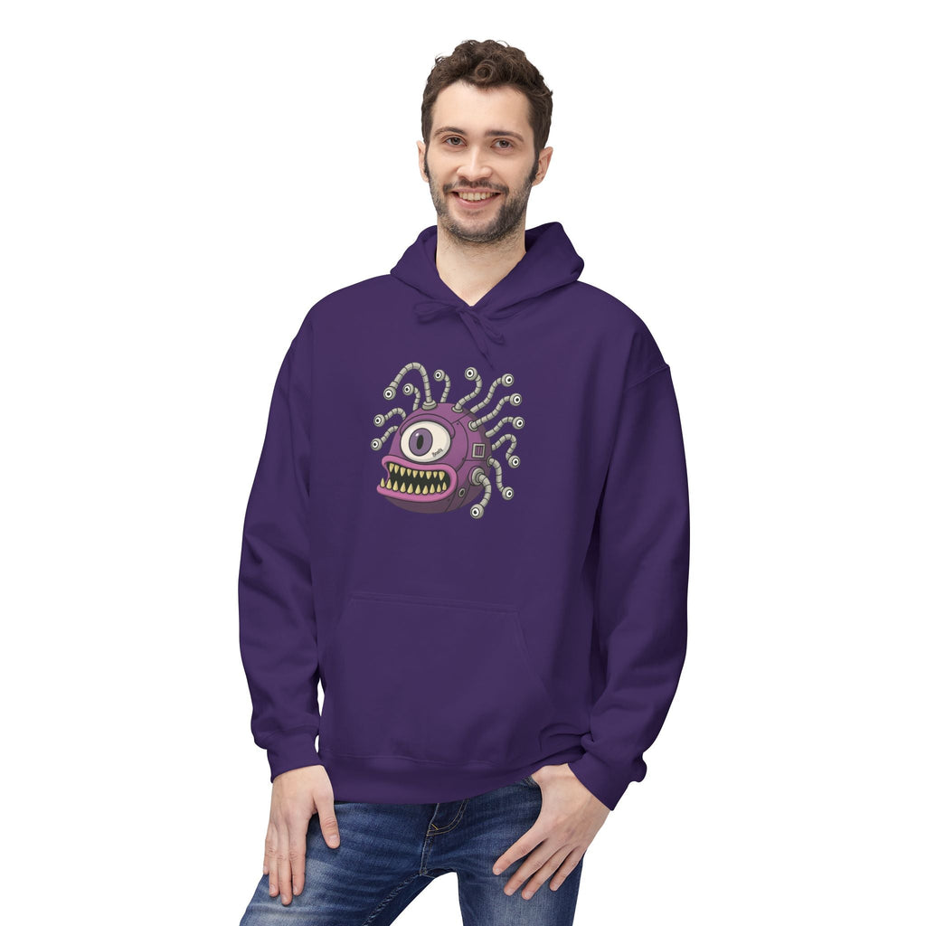 Beholder Monster Hoodie — Purple One-Eyed Creature Pullover