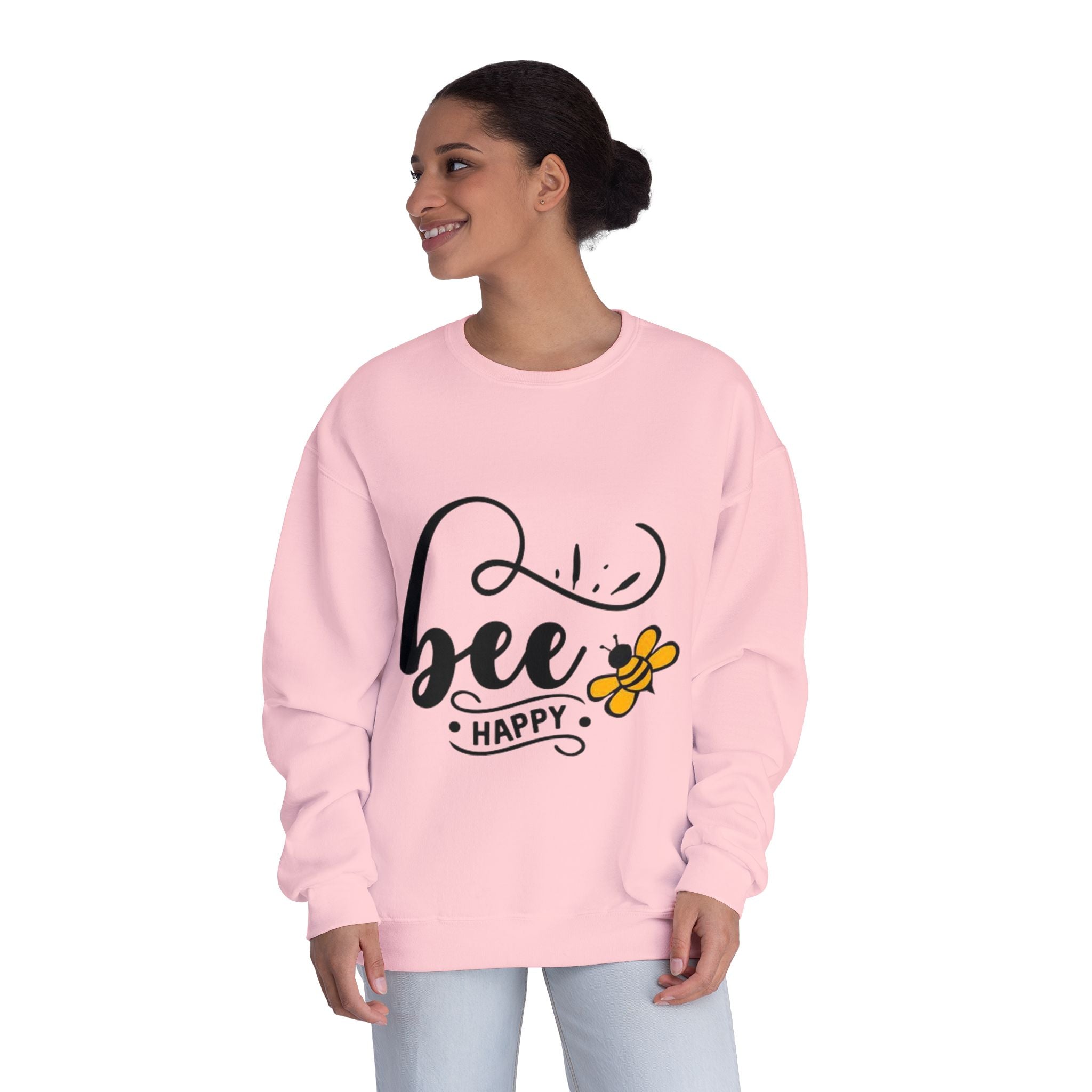 Bee Happy Series - "Bee Happy." Unisex NuBlend Crewneck Sweatshirt