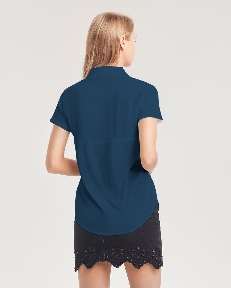 Invisible Ghost Series Women's All-Over Print Short Sleeve Button Up
