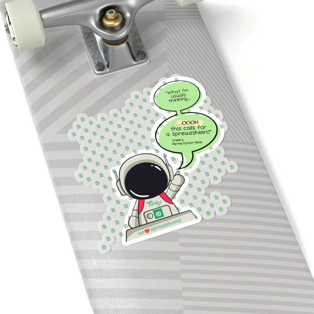 Perfectionist Pete Series - "What I'm usually thinking...Ooh This Calls For A Spreadsheet! - Cheers, Perfectionist Pete" Kiss-Cut Sticker