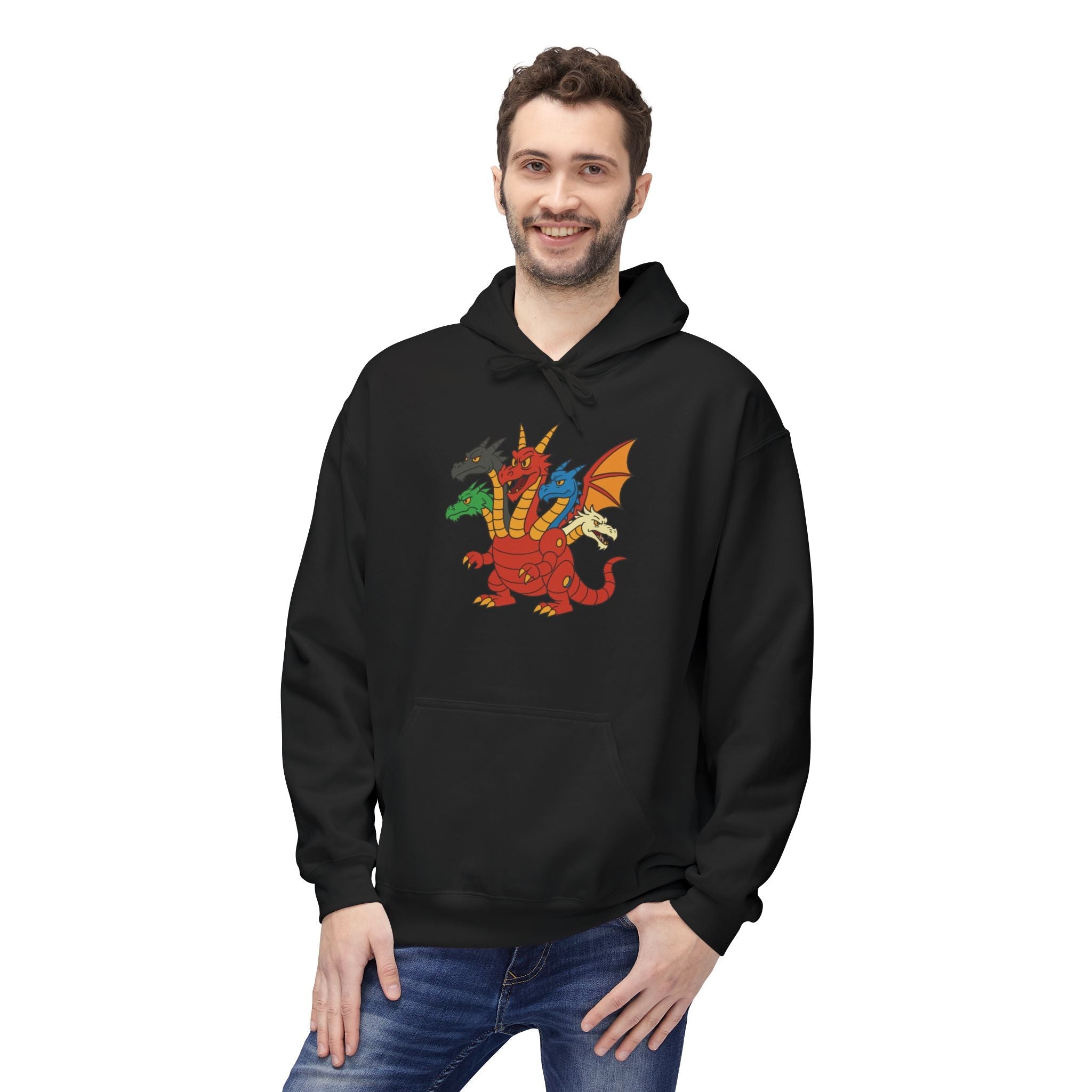 Welsh Dragon Crest Hoodie — Tri-Dragon Wales Emblem Sweatshirt