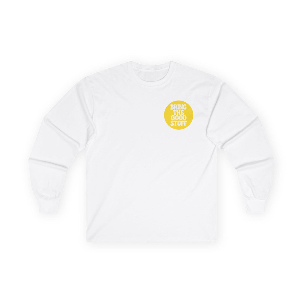 Long Sleeve Tee — Vintage Surfer Fox Graphic “Bring the Good Stuff”