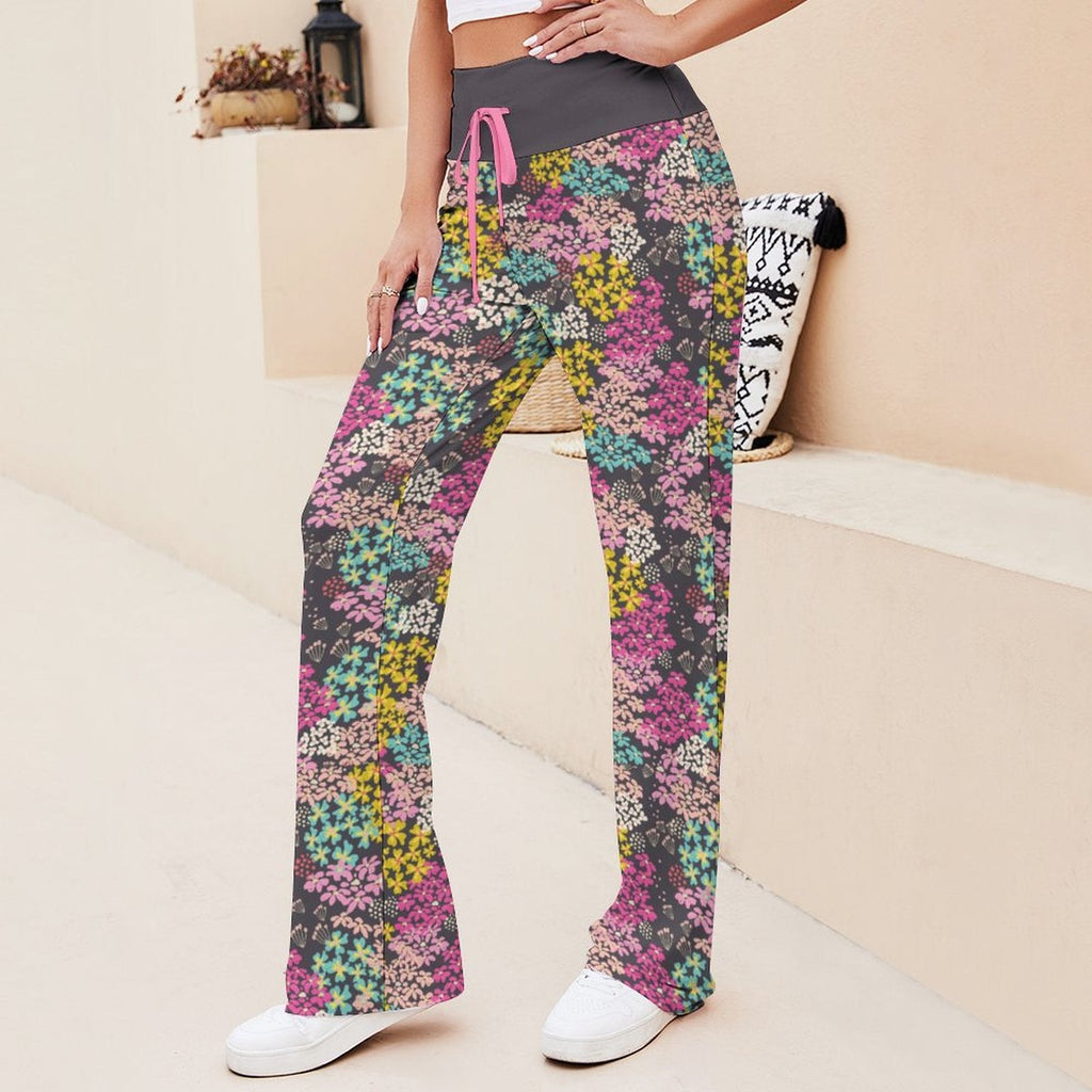 Summer Vibes Drawstring Yoga Pants with Straight Baggy