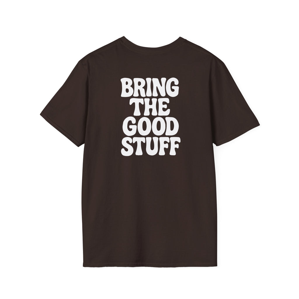 Whiskey Glass T-Shirt — 'Bring The Good Stuff' Retro Cocktail Tee
