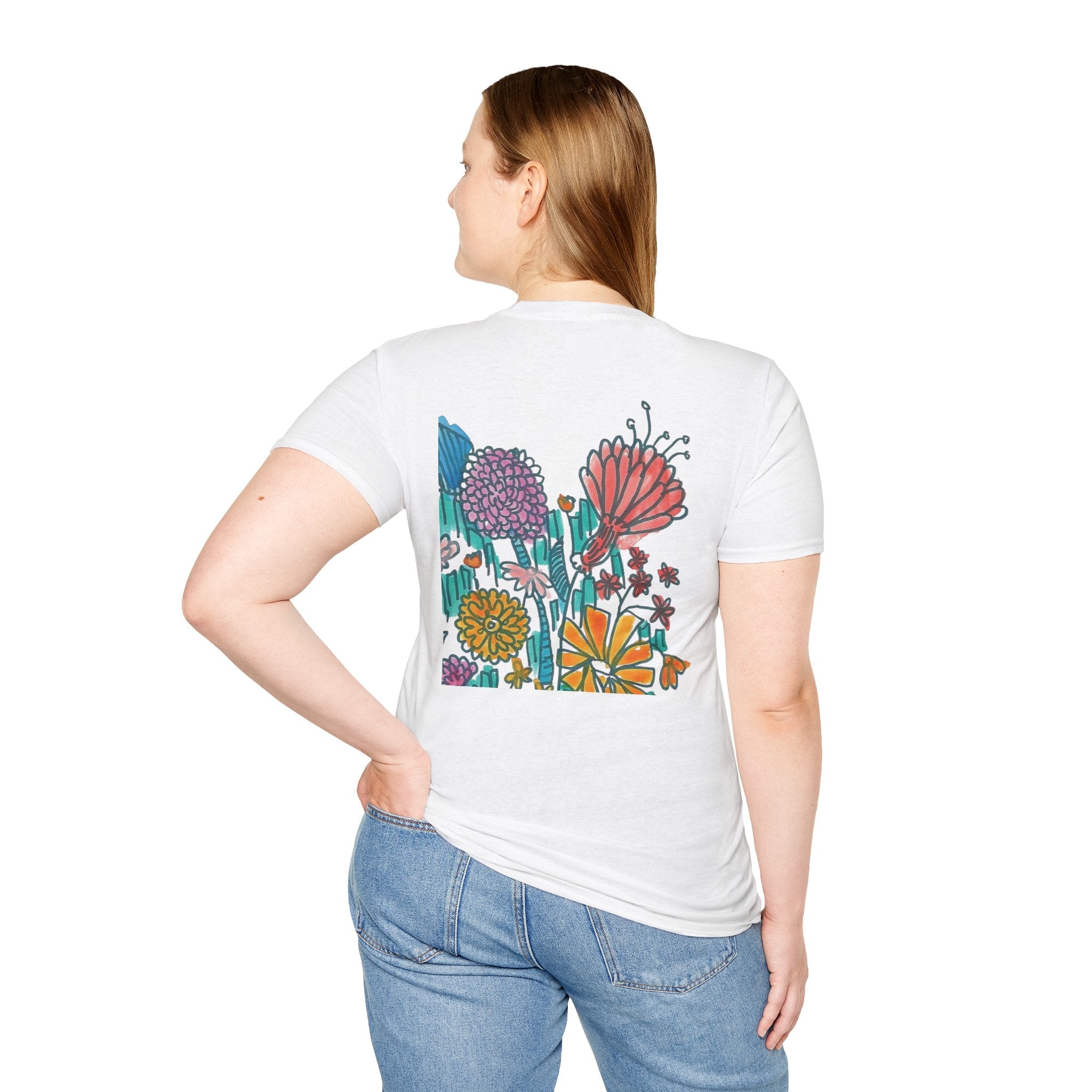 Floral Meadow T‑Shirt — Colorful Hand‑Drawn Wildflower Graphic