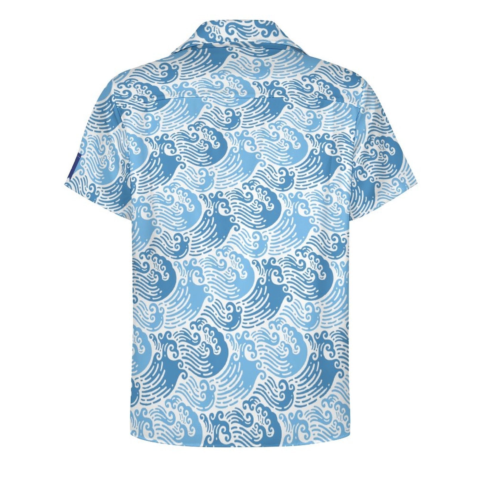 Cool Dad Collection: Men’s Blue Waves 2 Short Sleeve Button Down Shirt with Cuban Collar