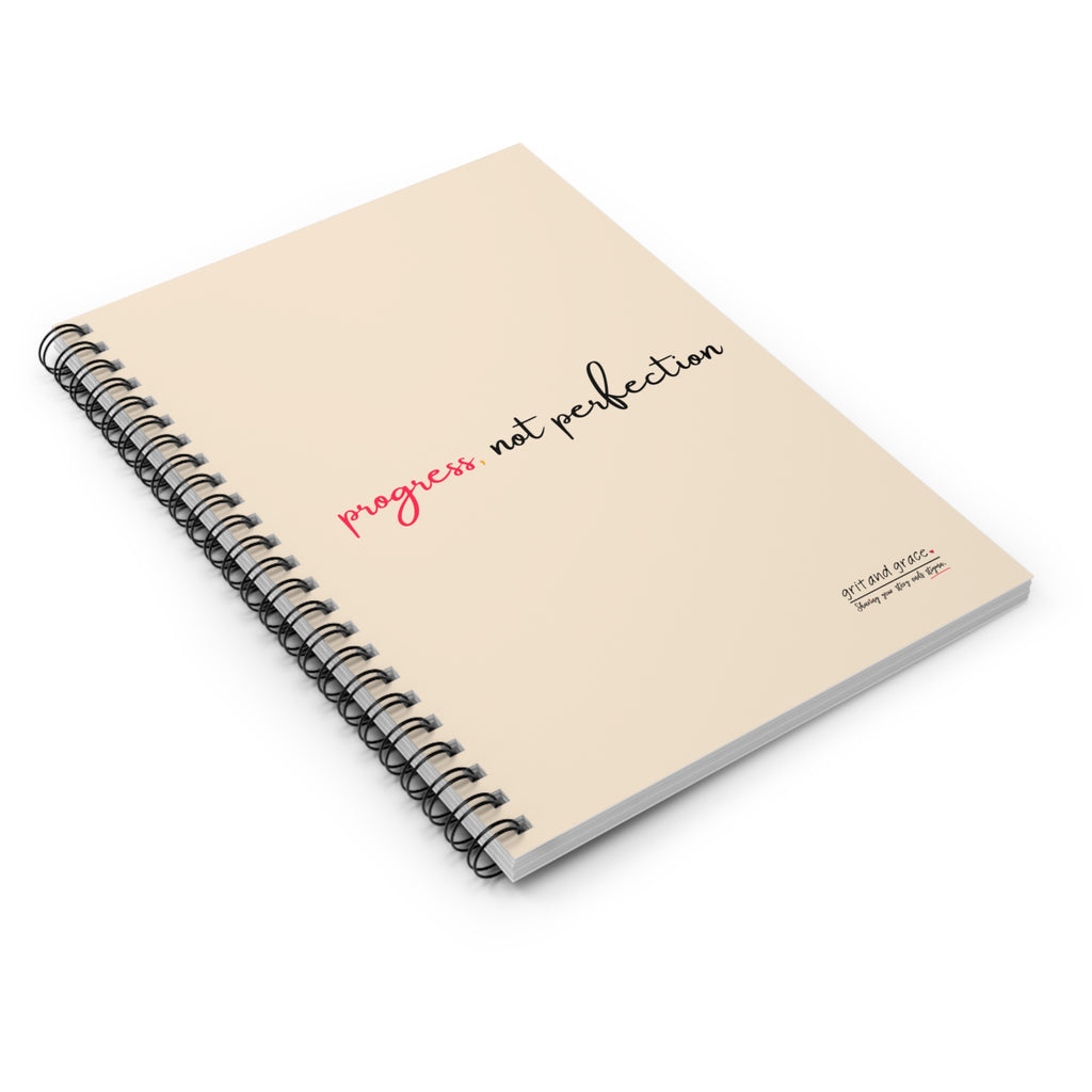 Mental Health Matters - "progress, not perfection" Spiral Notebook - Ruled Line