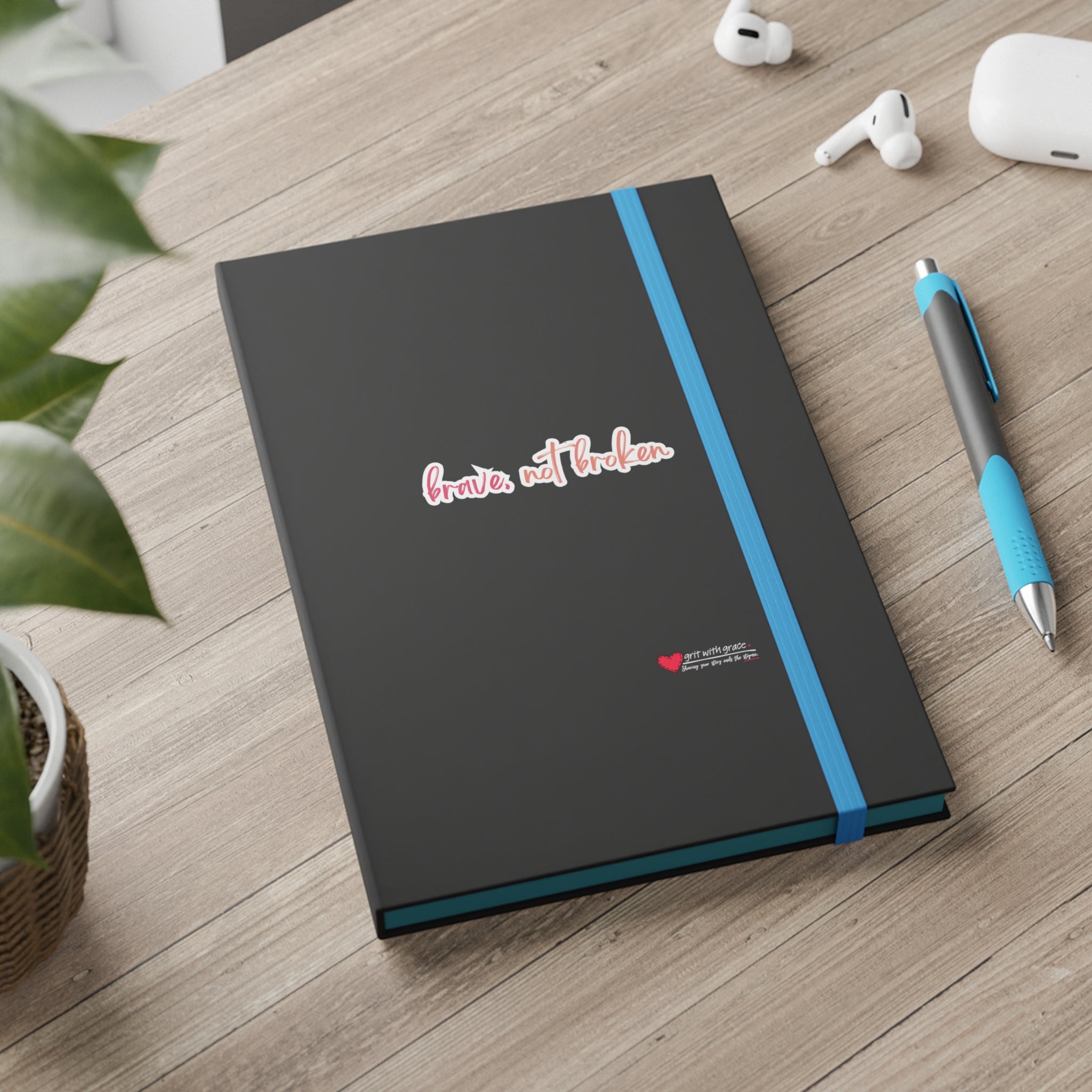 Mental Health Matters - "Brave Not Broken." Color Contrast Notebook - Ruled