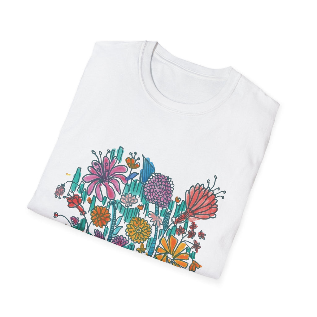 Floral Meadow T‑Shirt — Colorful Hand‑Drawn Wildflower Graphic