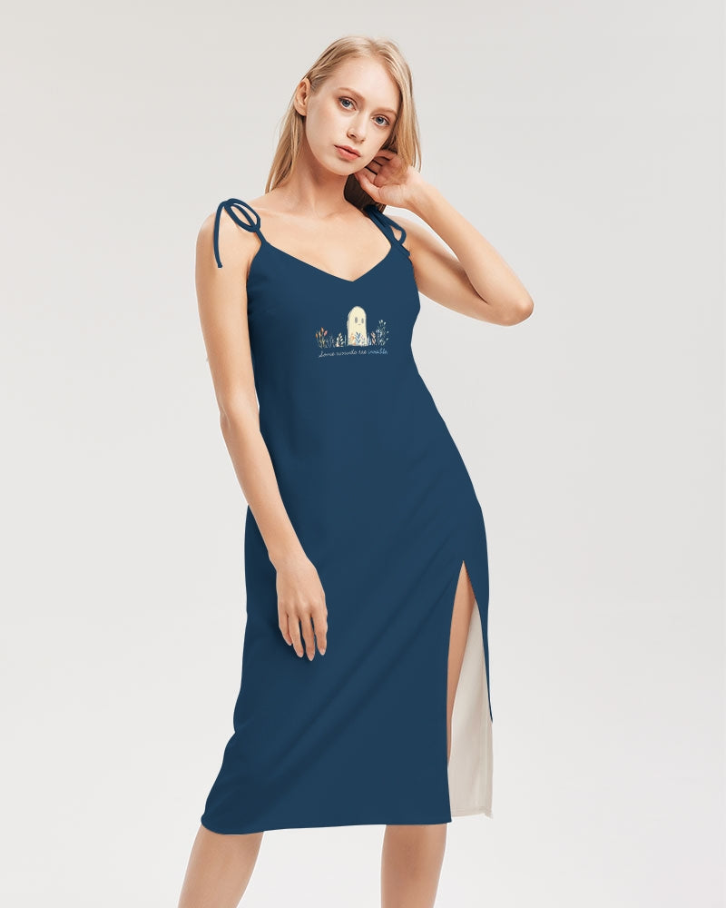 Invisible Ghost Series Women's All-Over Print Tie Strap Split Dress