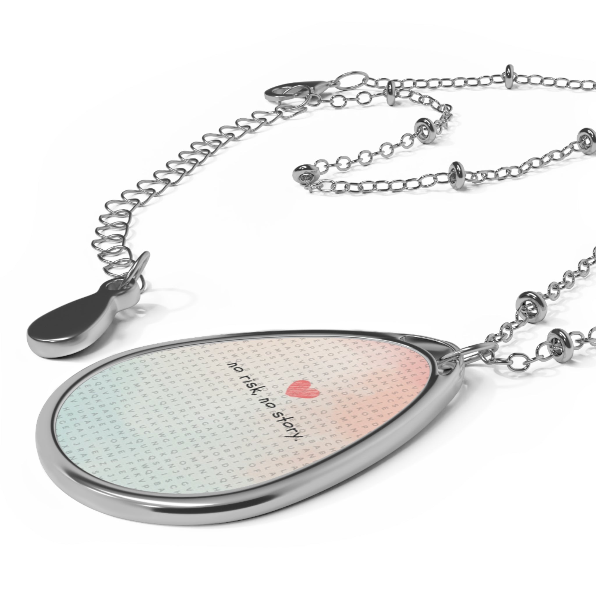 Grit with Grace "No risk, No story." Oval Necklace