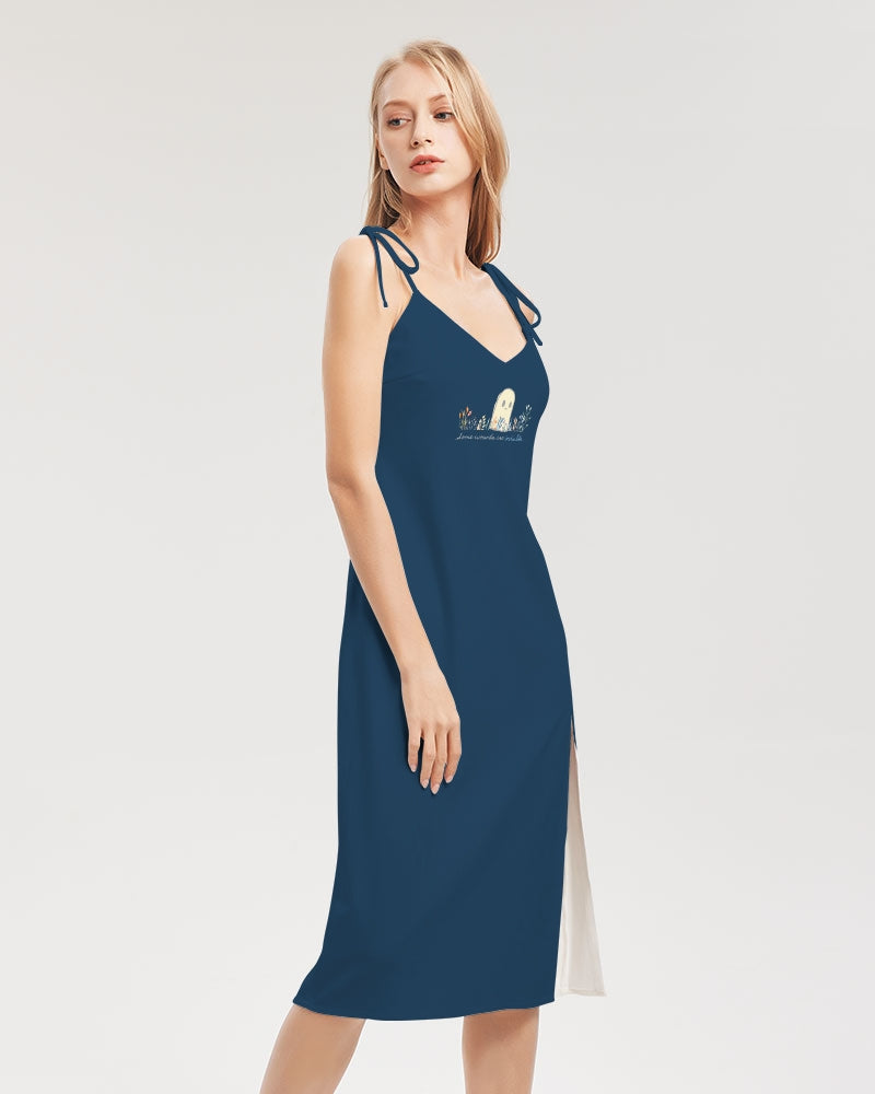 Invisible Ghost Series Women's All-Over Print Tie Strap Split Dress