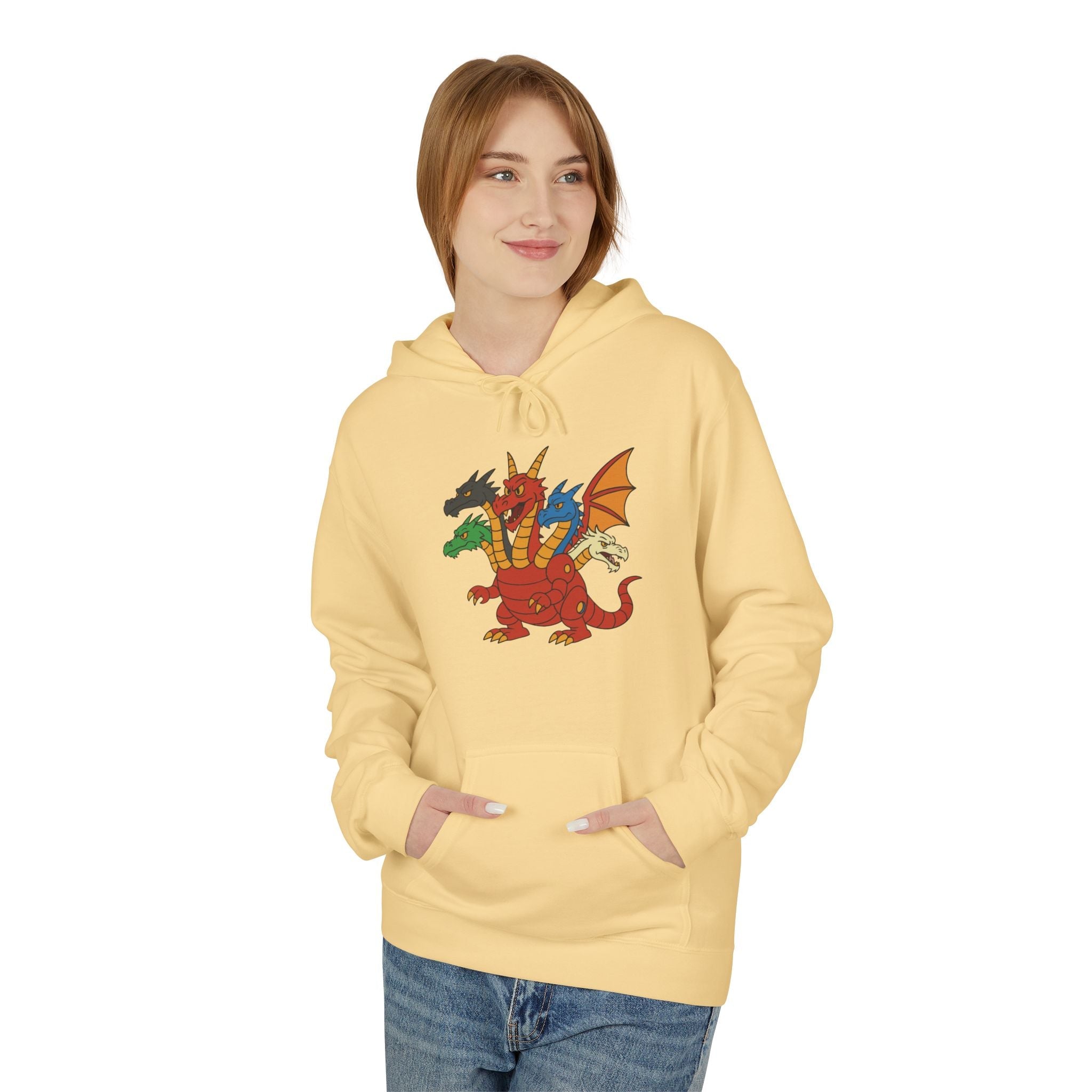 Welsh Dragon Crest Hoodie — Tri-Dragon Wales Emblem Sweatshirt